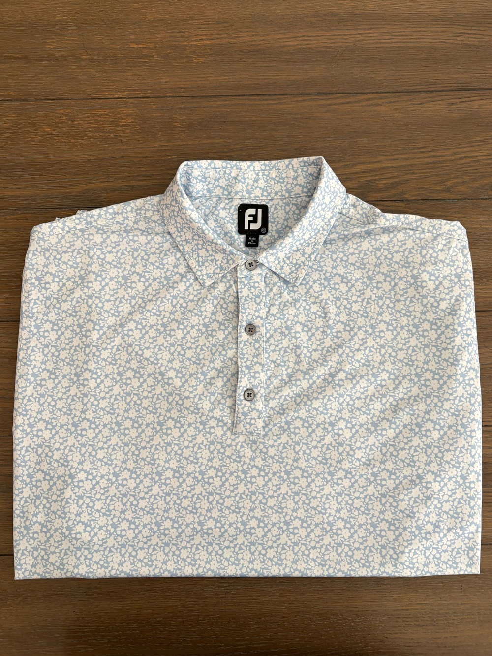 FootJoy Light Blue White Floral Print Polo Size XL